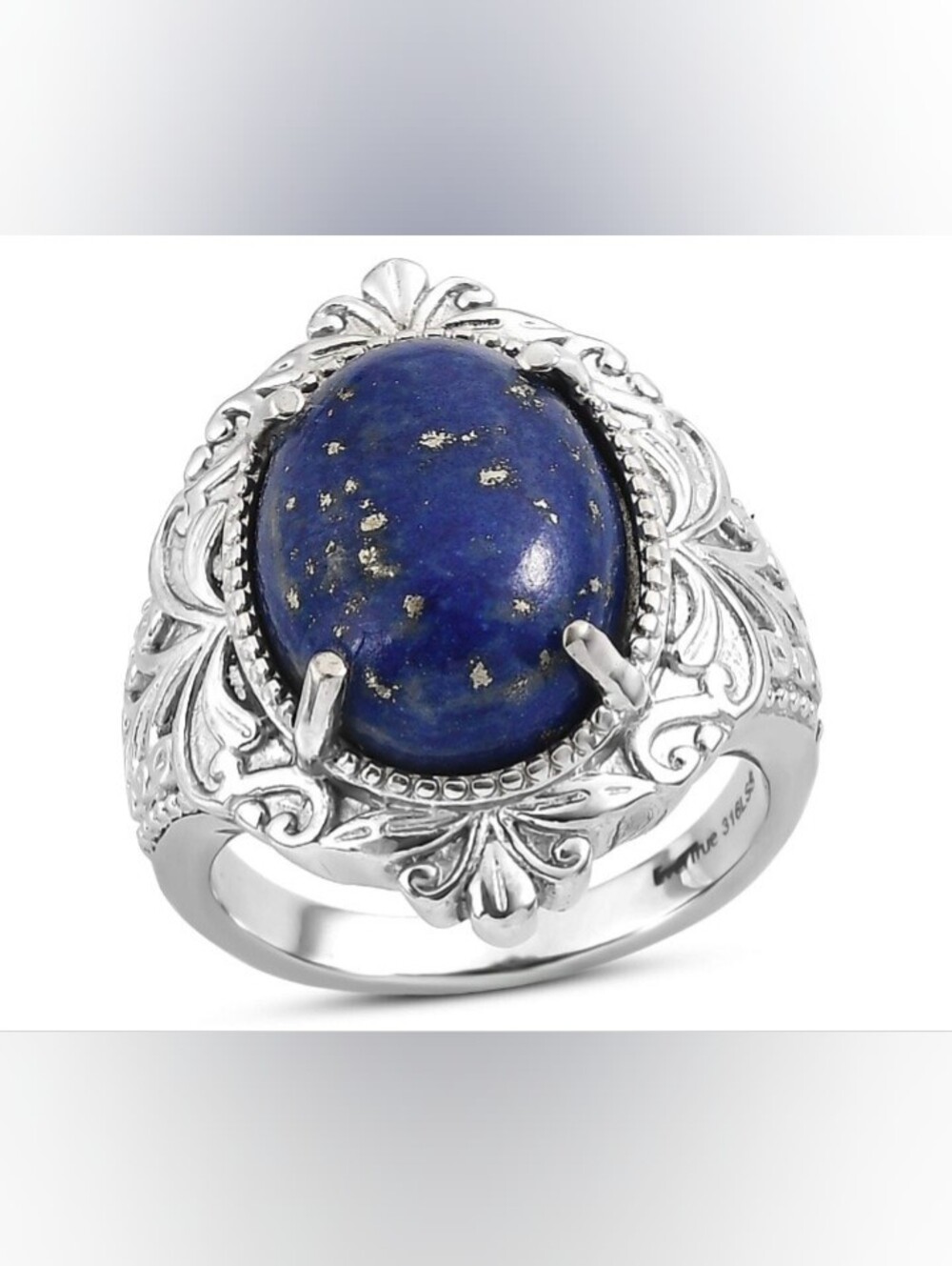 Beautiful Sterling Silver Lapis Lazuli Statement Ring - Deep Blue Size 6